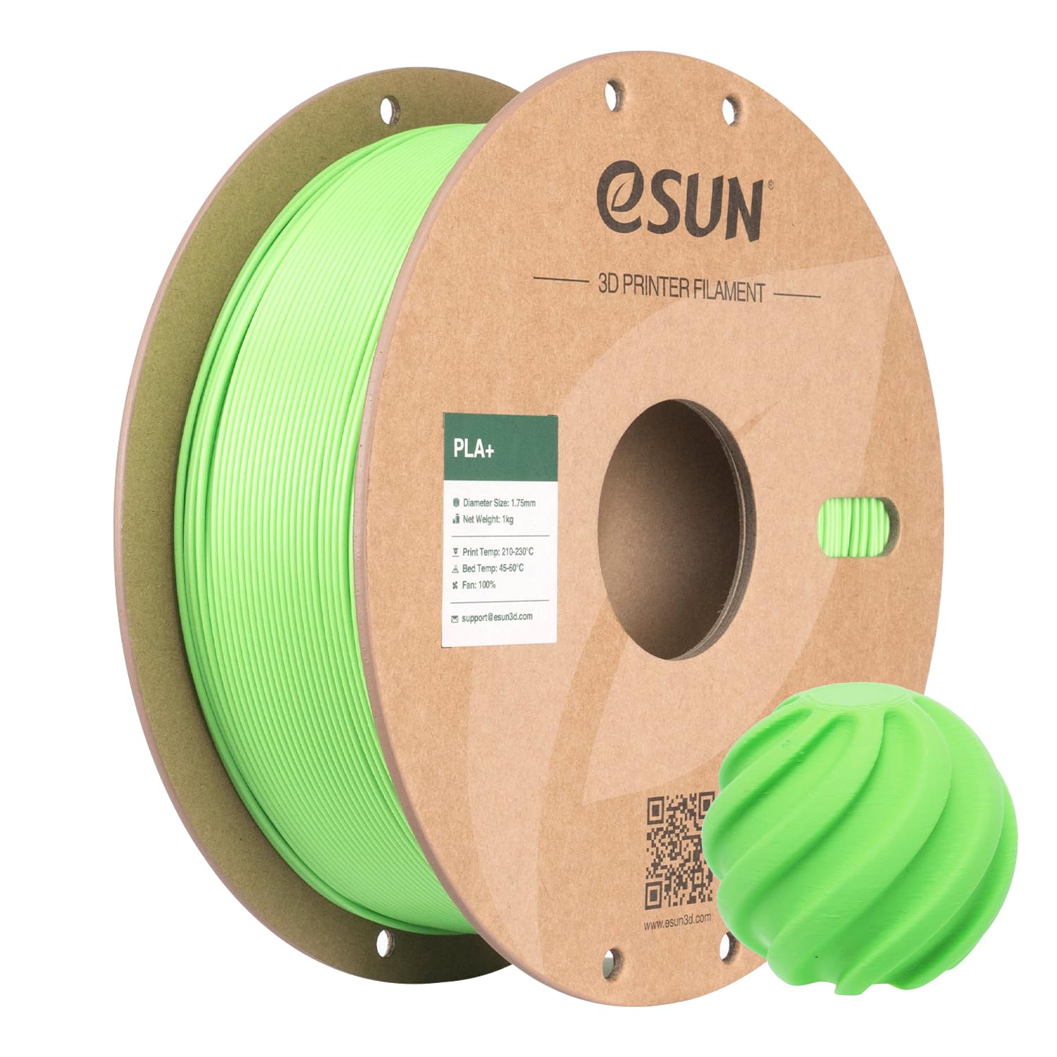 eSUN PLA+ Filament 3D Printer Filament PLA Plus 1KG RGB Green | PLA Plus 1.75mm, Dimensional Accuracy +/- 0.03mm, 1KG Spool (2.2 LBS) 3D Printing Filament for 3D Printers