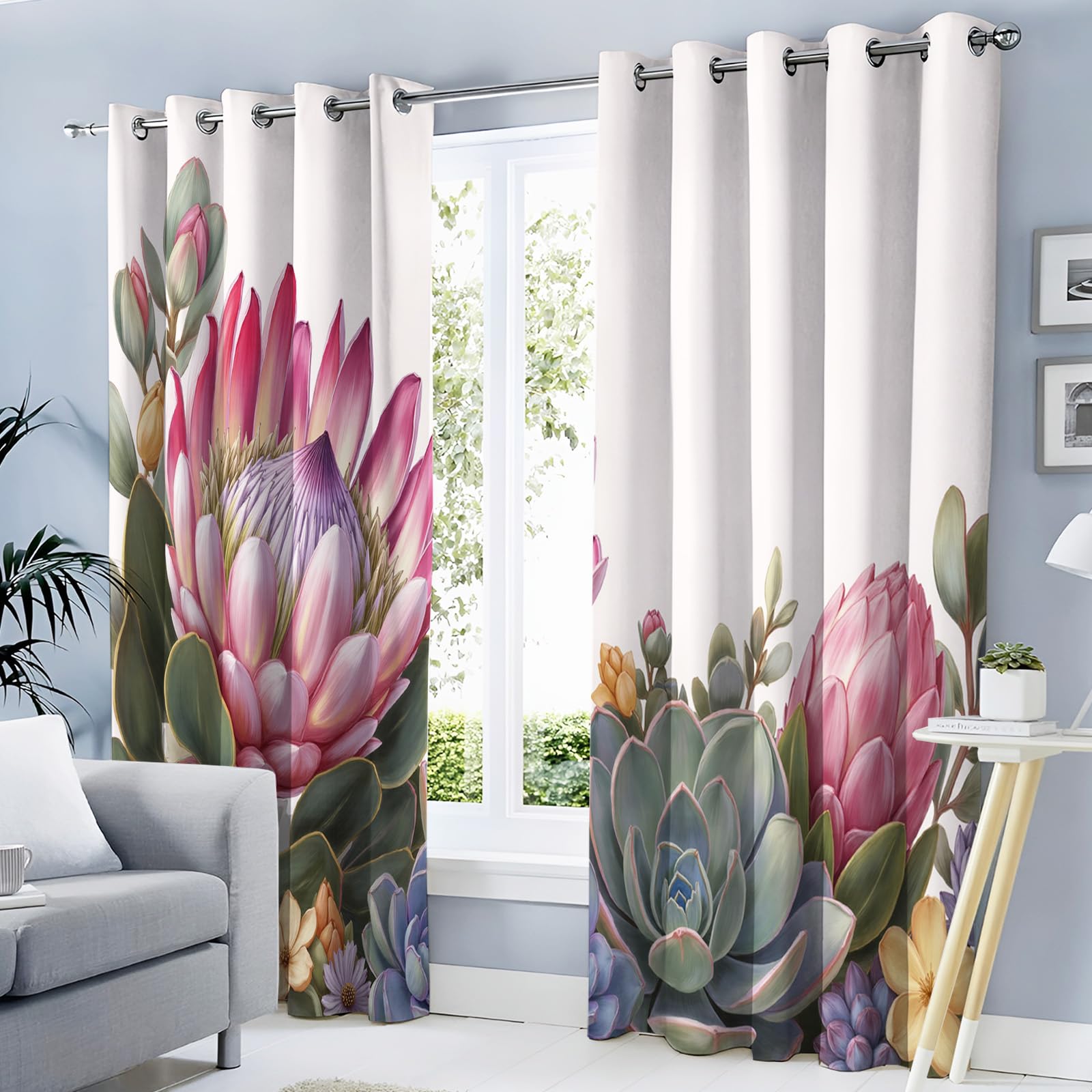 Rideaux protéa royale succulents pour une ambiance de salon cosy