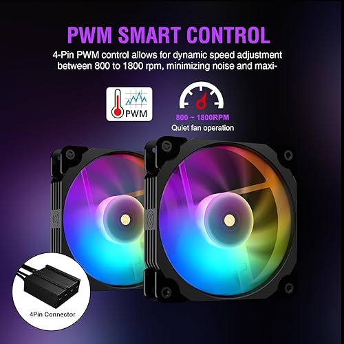 Miniatura 7 de Vetroo V240 Enfriador líquido rosa de CPU de 9.449 in RGB direccionable y PWM bomba y ventiladores 250W TDP AIO enfriador de agua con controlador