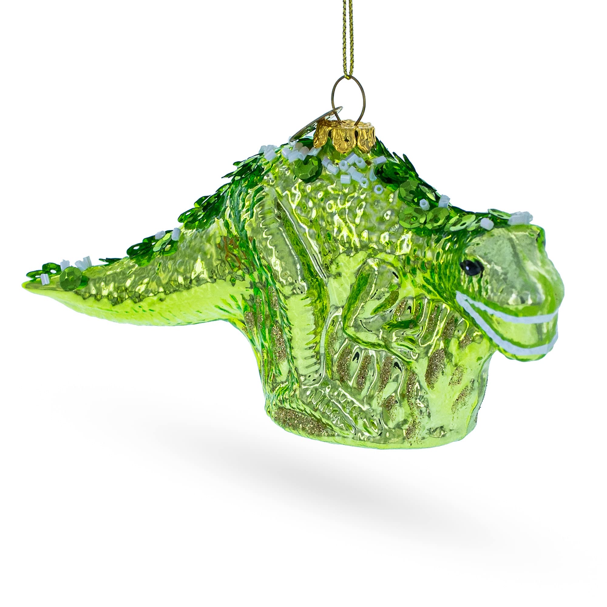 Dinosaure Vert Décoration de Noël en verre soufflé BestPysanky pour sapin
