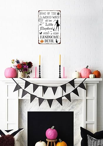 Miniatura 4 de Letrero de lata con texto en inglés Not All Witches Live in Salem, decoración de Halloween, divertido letrero de metal para el hogar, cocina,