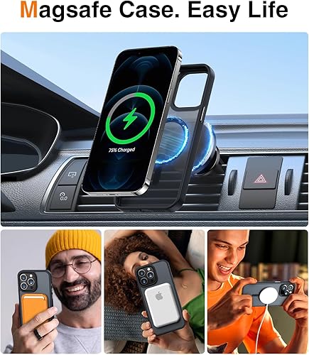 Miniatura 3 de Meifigno Magic Mag Series - Funda diseñada para iPhone 12iPhone 12 Pro, protección de grado militar y compatible con MagSafe, parte trasera mate