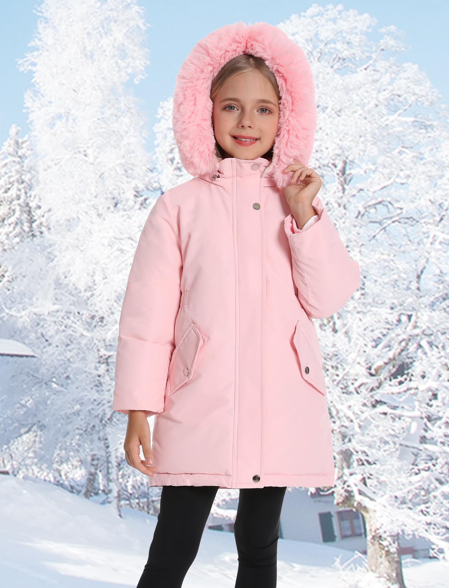 Cappotti Invernali Bambini Ragazze Giacche in Pile Caldo Cappotto Con Cappuccio Antivento Piumino da Neve Spessore 3-11 Anni