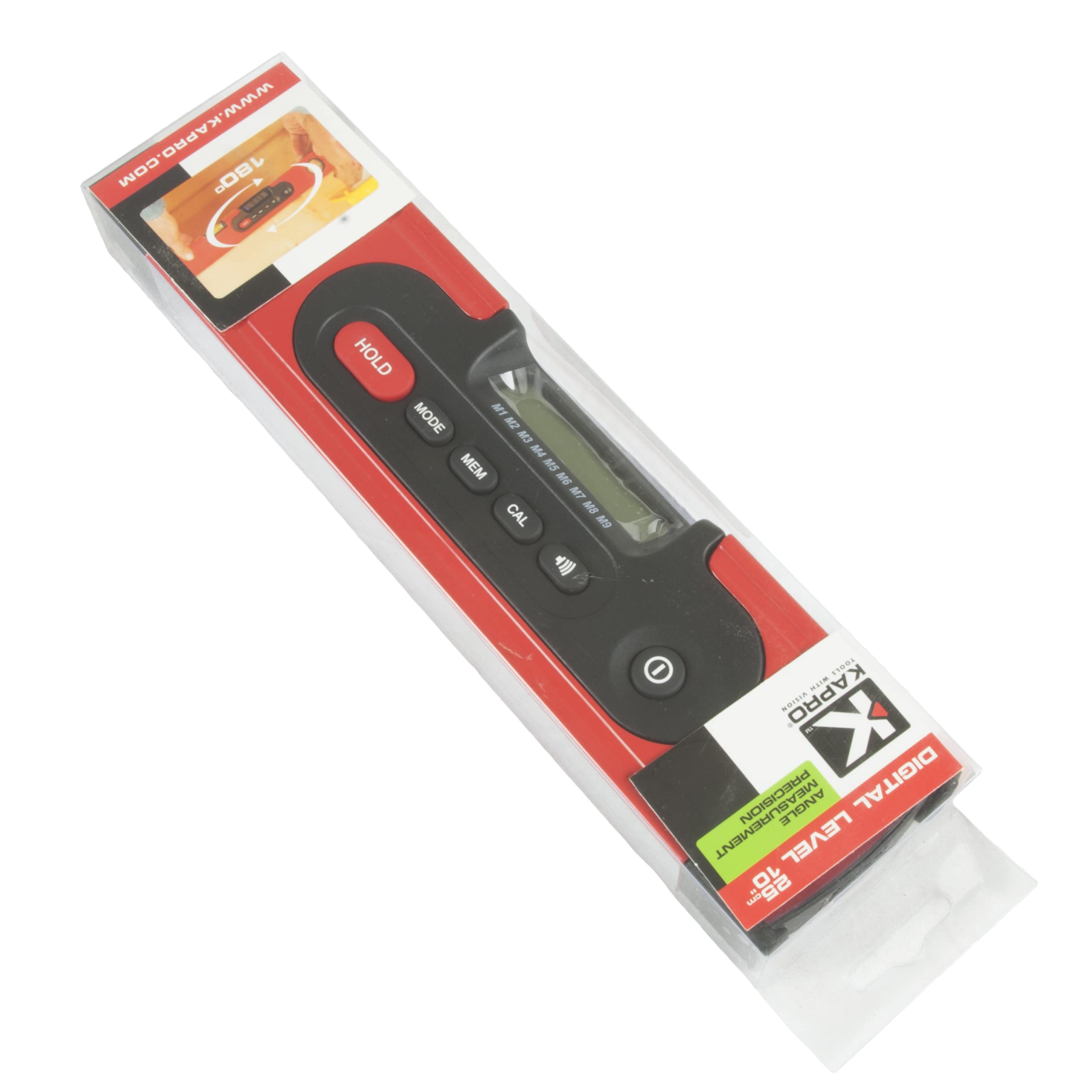 KAPRO 985D25 Digitale Wasserwaage mit Winkel-Messfunktion und LCD-Display mit Hintergrundbeleuchtung - Hohe Messgenauigkeit - 25 cm - Messung in Grad – Prozent - mm/m