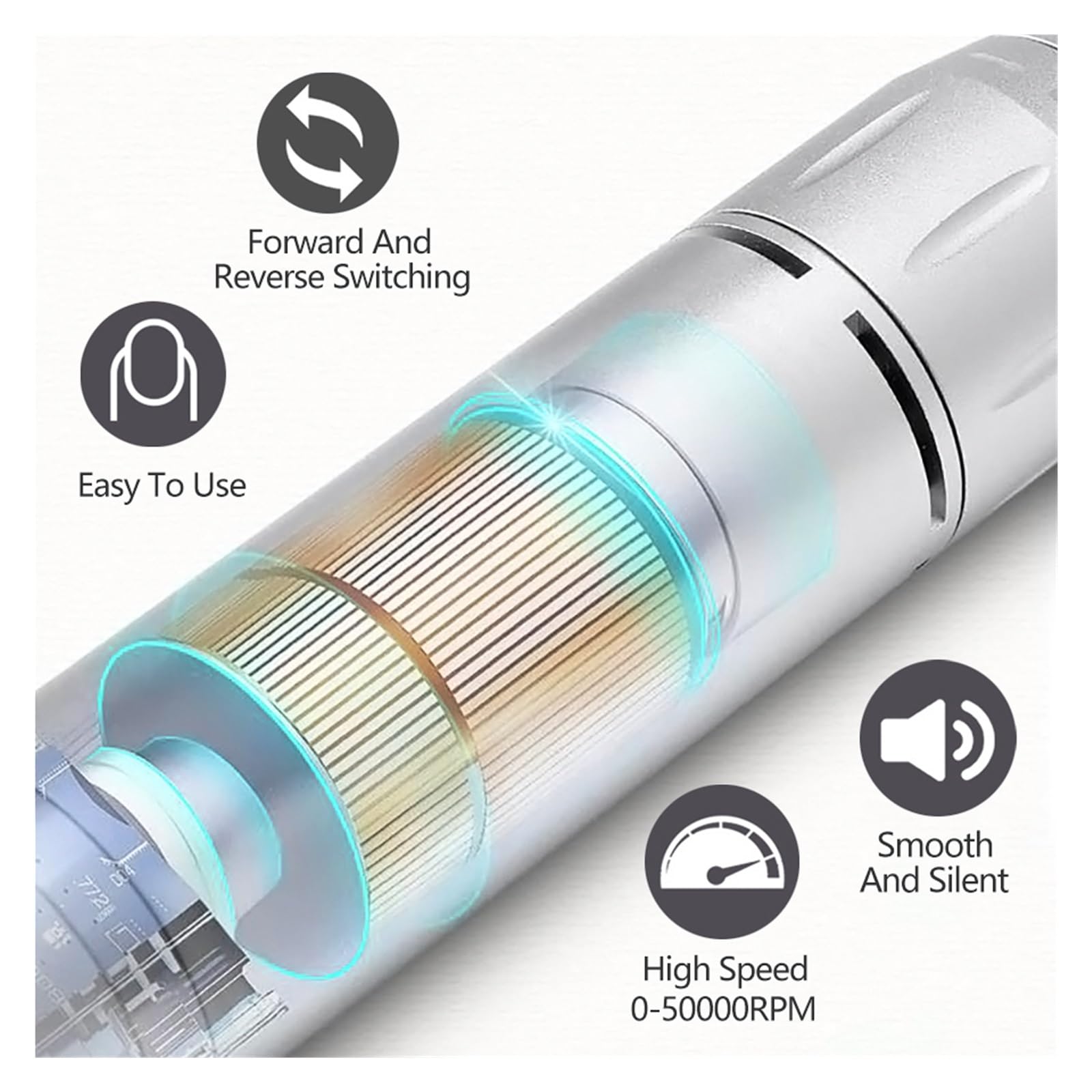 Torno de Uñas Eléctrico, Taladros de uñas for uñas acrílicas, lima de uñas eléctrica profesional de 50000rpm for el hogar y el salón, Efile recargable for uñas de Gel
