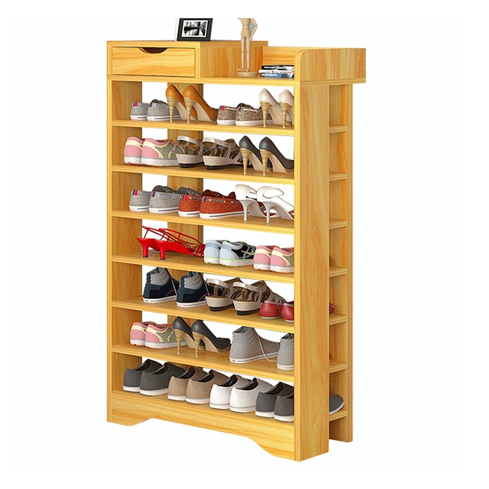 Meuble à chaussures bois 8 niveaux pour structurer une entrée étroite efficacement