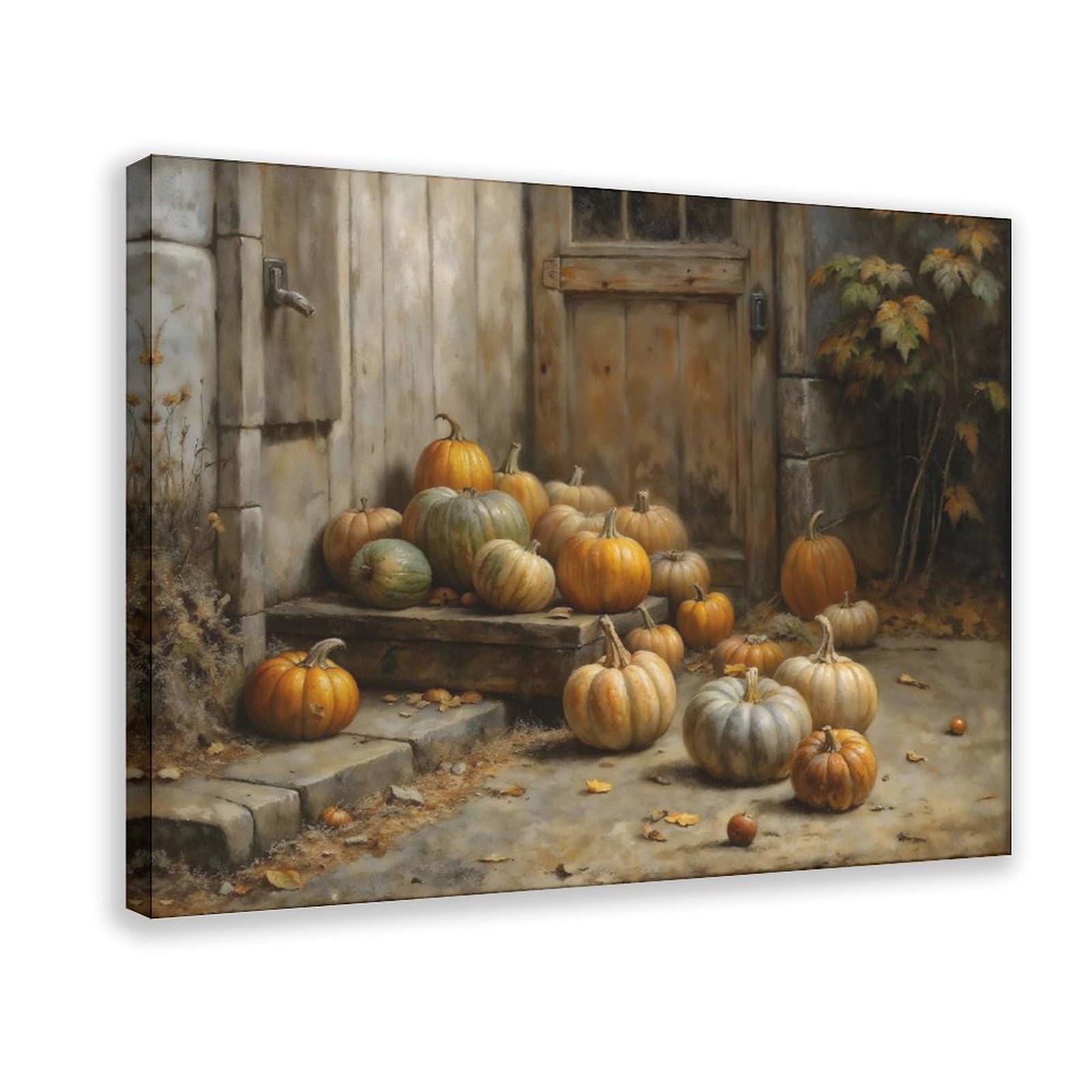 ANFOTCM Rustykalny obraz olejny dynie vintage jesienne żniwa plakat druk dekoracyjny obraz na płótnie sztuka ścienna salon plakaty sypialnia obraz 12 x 18 cali (30 x 45 cm)