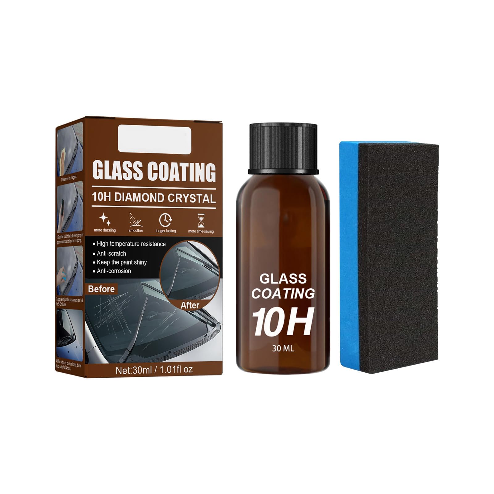 Crystal Coating for Car, Plastic Parts Crystal Coating, Car Interior Quick Restorer Agent Plastic Parts Crystal Coating,Car Refresher Automotive Plastic Protection Coating Agent with Spong