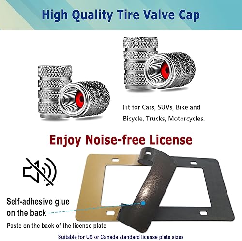 Miniatura 8 de Marcos de matrícula de acero inoxidable, paquete de 2 soportes para placa de automóvil pulido con espejo, con tornillos, tapas cromadas, marco de