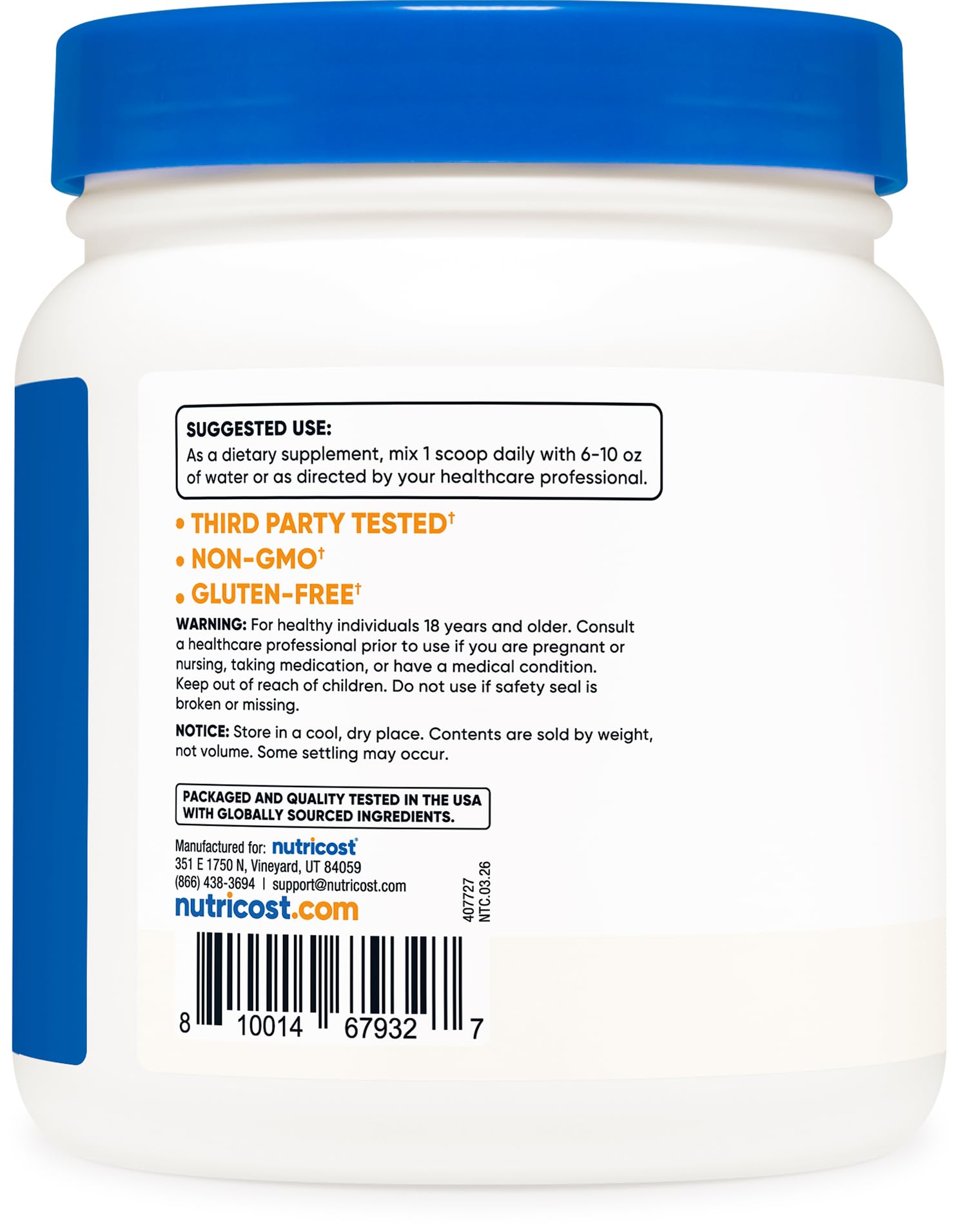 Nutricost Pure L-Citrulline (Base) Powder (600 Grams) — Amazon image 4