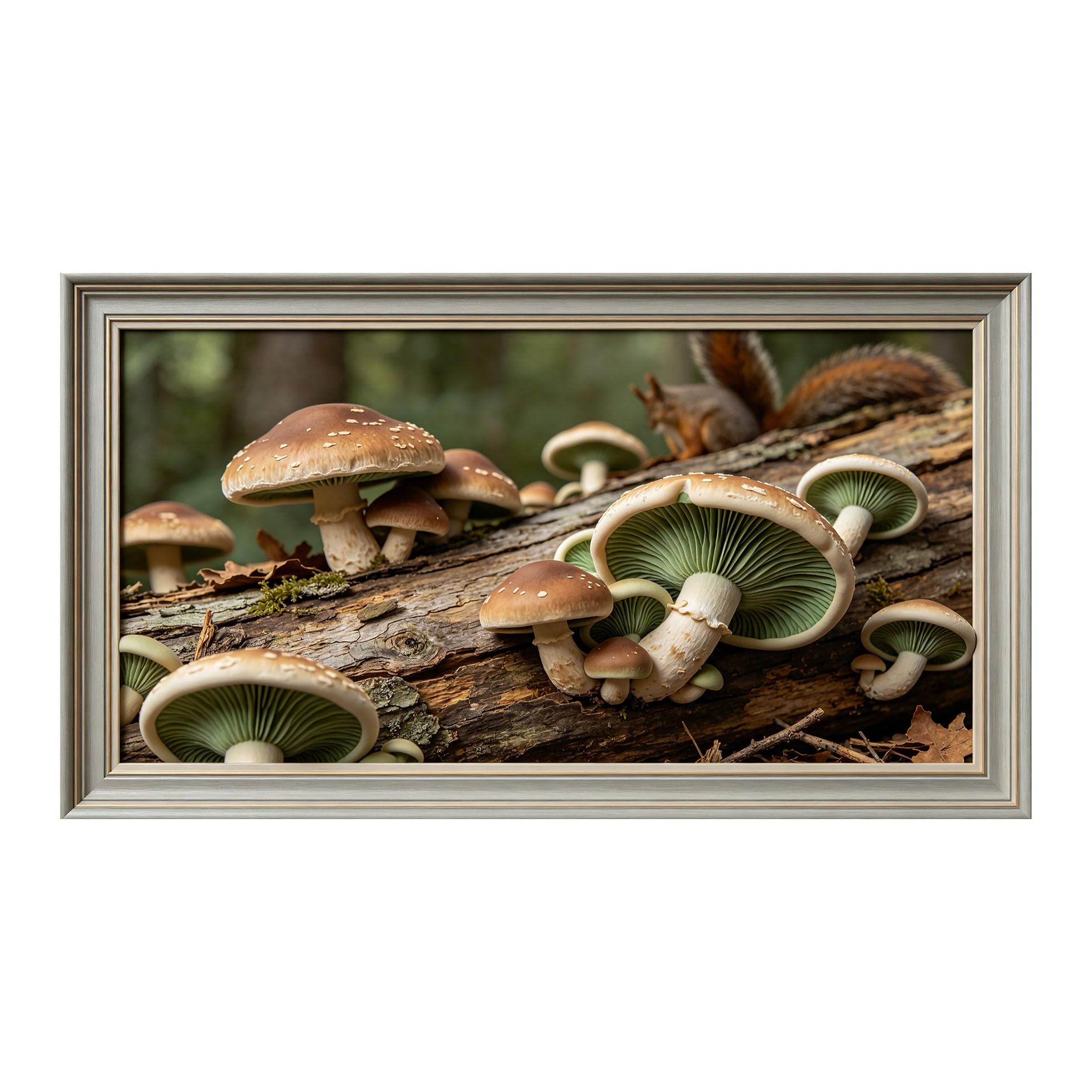 Murasolite 3D Framed Wall Art Forest Mushrooms Woodland Nature Realistic SelfAdhesive Fabric Mural Wall Decor， Peel and Stick No Damage to Wall， AntiFall Safe Design for Bedroom Living Room