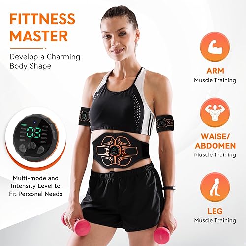 Miniatura 4 de Estimulador muscular electrónico; estimulador de abdominales, máquina muscular para abdomen/brazos, recargable por USB para fitness, entrenamiento