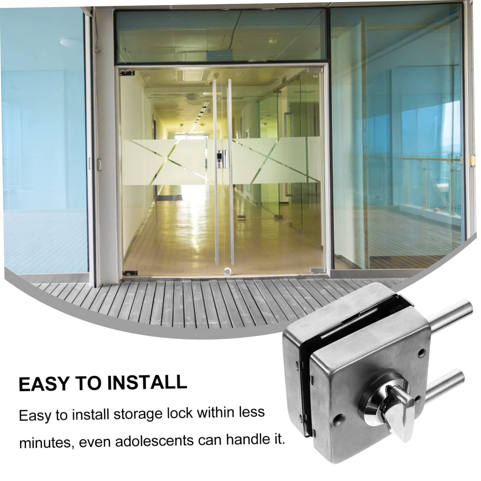 NUOBESTY Verrou De Porte Sans Cadre Pour Verre Loquet De Porte Verre Facile à Installer Serrure De Portail Simple