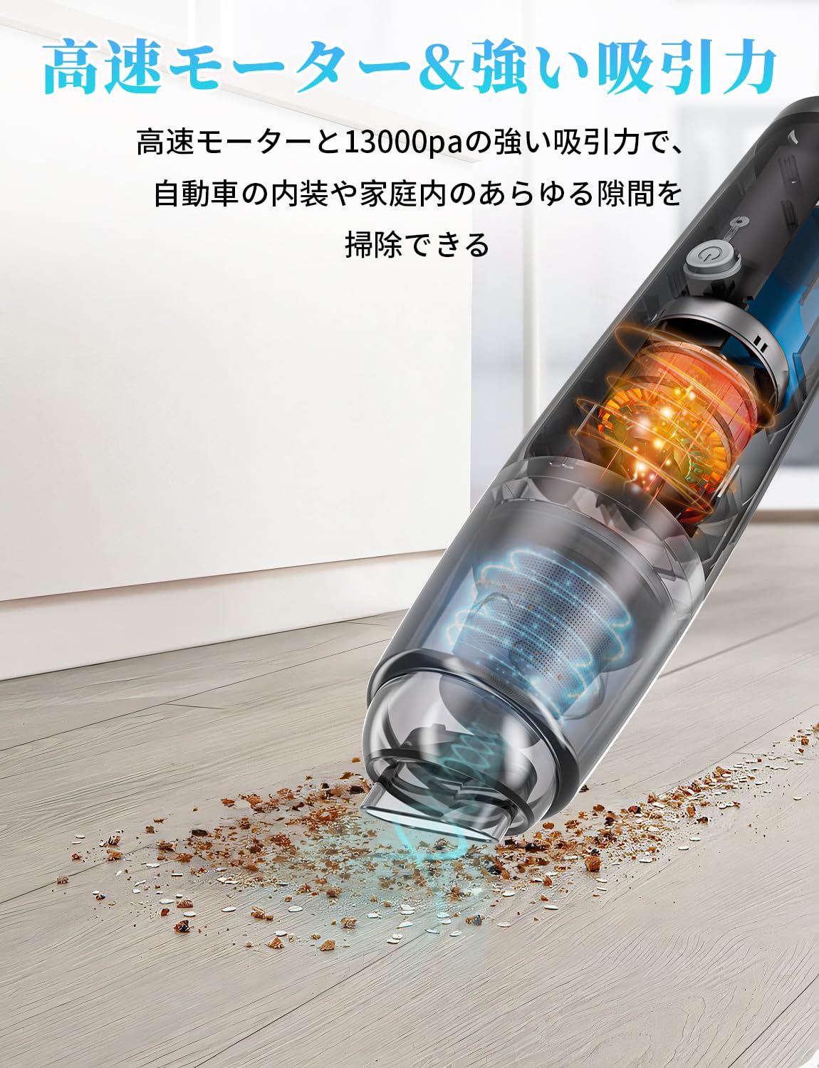 ハンディクリーナー 強力吸引 13000Pa 25分連続稼働 コードレス ハンディクリーナー 強力吸引 13000Pa 25分連続稼働 コードレス