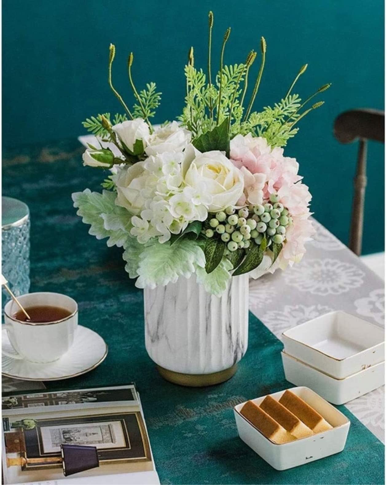 Künstliche Blumen Wunderschön Künstliche Blumen Geburtstag Zuhause Hochzeit Dekoration Kunstblumen Vase Set Künstliche Blumen wie Echt