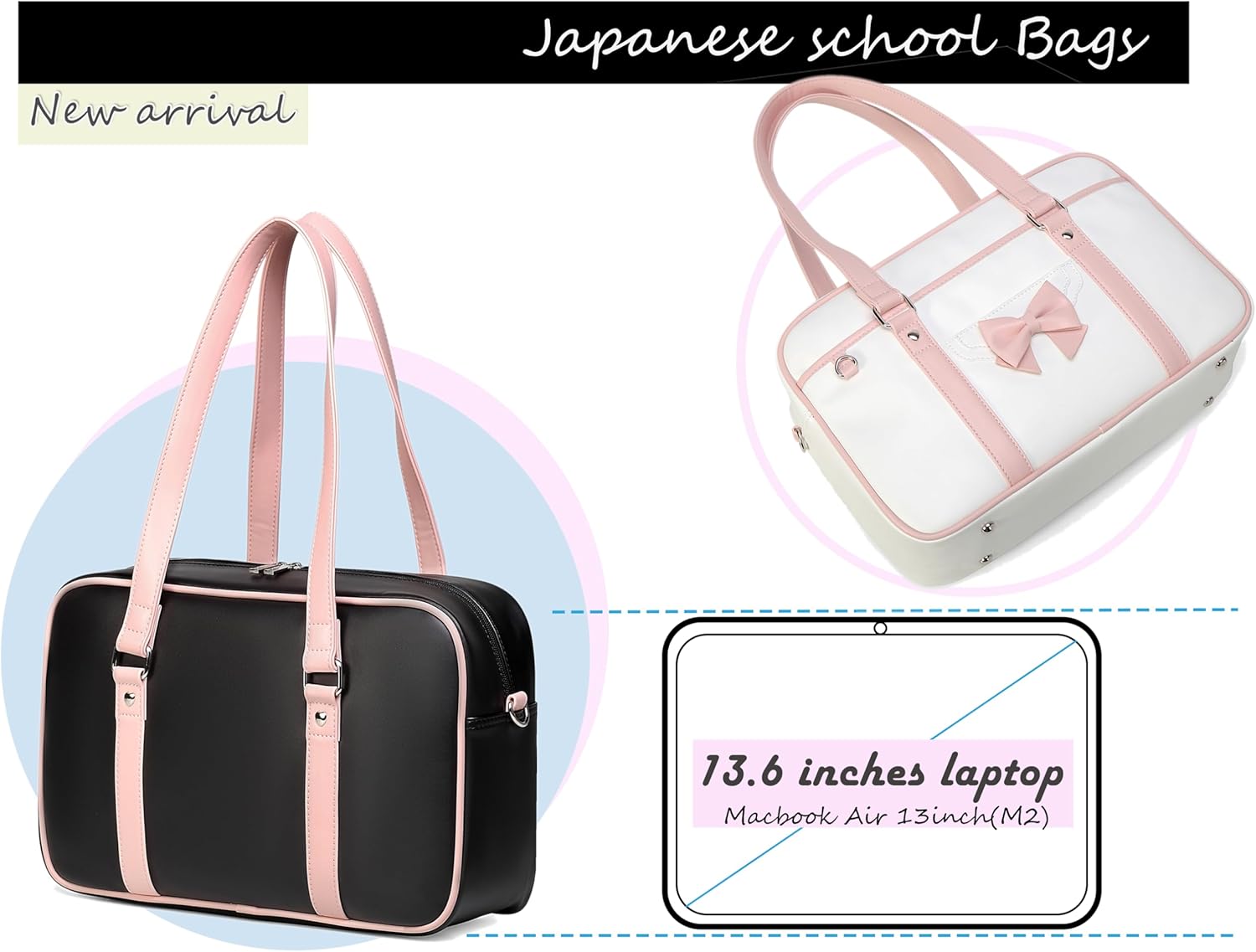 Kawaii Japanese Shoulder Bag Messenger Crossbody Cute Bowknot Bookbag Satchel with Card Holder - Image 3