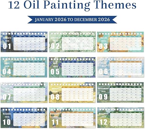 Miniatura 7 de Calendario de escritorio de 6.3 x 3.5 pulgadas, 4 unidades, enero a diciembre, para la escuela en casa, u oficina