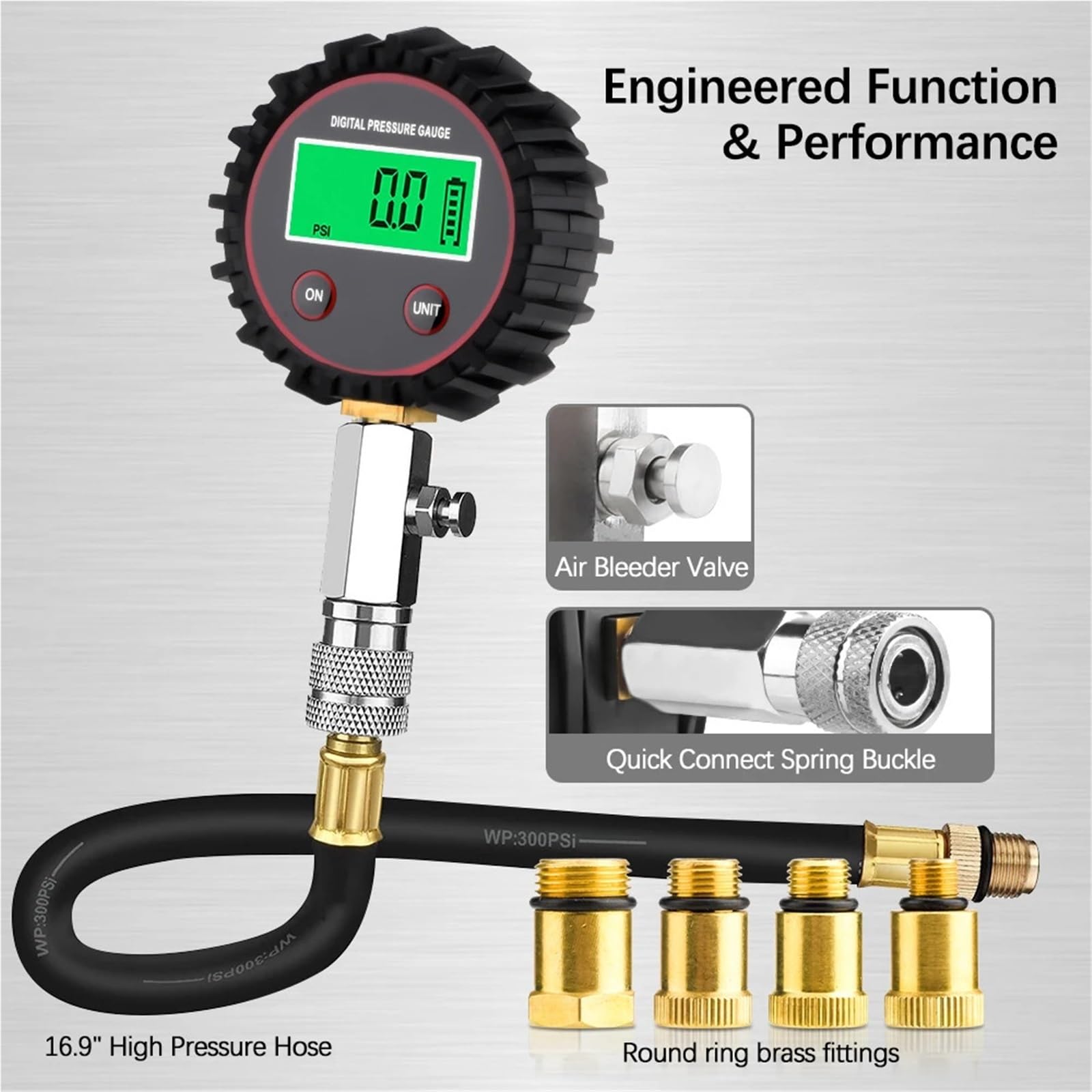 Allarme per Auto di Sensori Misuratore di Compressione Digitale per autoveicoli per Kit Prova della del Cilindro Motore a Benzina con Adattatore Monitor di Sicurezza per Pneumatici
