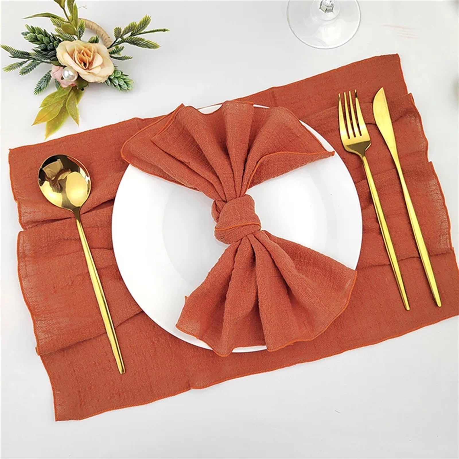 Servilletas Juego de 6 servilletas Tela for Coser, algodón, fábrica, Gasa, for Mesa, decoración Bodas(Deep Red)