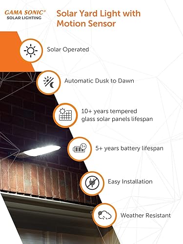 Miniatura 4 de Gama Sonic Luz solar para patio al aire libre, hasta 300 lúmenes, sensor de movimiento o de anochecer a amanecer, montaje directo en pared o brazo
