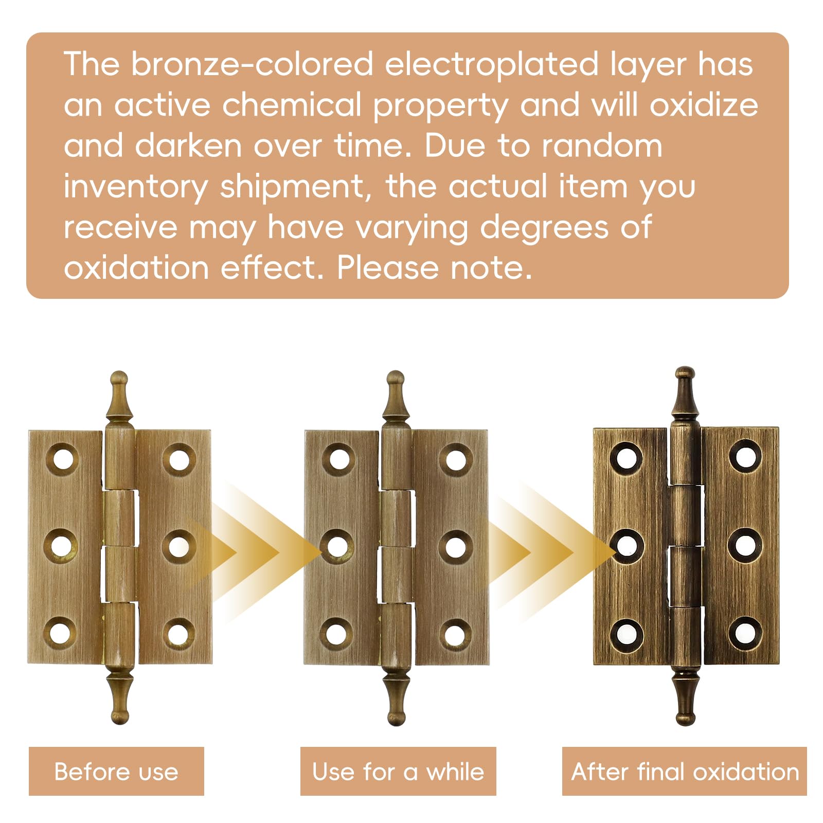 Brushed Bronze Hinges - 2 Inch Folding Butt Hinges (2Pcs) -6