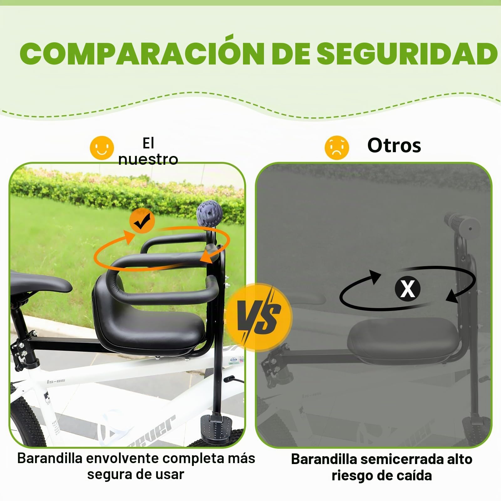ZUKKA Asiento infantil de bicicleta para niños, asiento delantero soporta hasta 25 kg/55 libras, para niños, asiento delantero para bicicletas, sillín infantil con pedales, soporte para bicicleta de