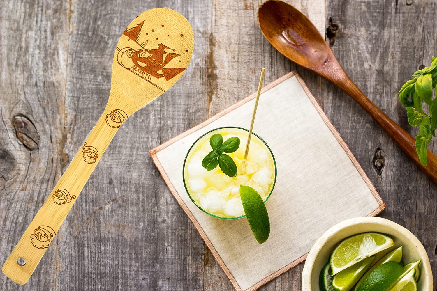 18-Inch Long Handle Wooden Cooking Mixing Spoon, Birch Wood - Set of 12