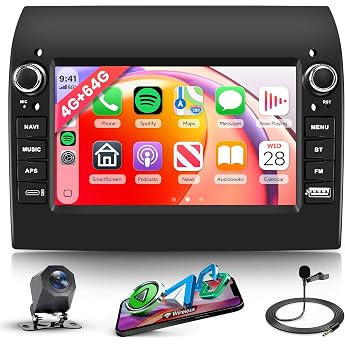 4G + 64G Android Car Radio for Fiat Ducato 2008-2015/Peugeot Boxer 2/Citroen Jumper 2011-2015 Wireless Carplay Android Car Navigation GPS WiFi 7 Inch Car Radio with Bluetooth FM/RDS 32 EQ/SWC Rear View Camera