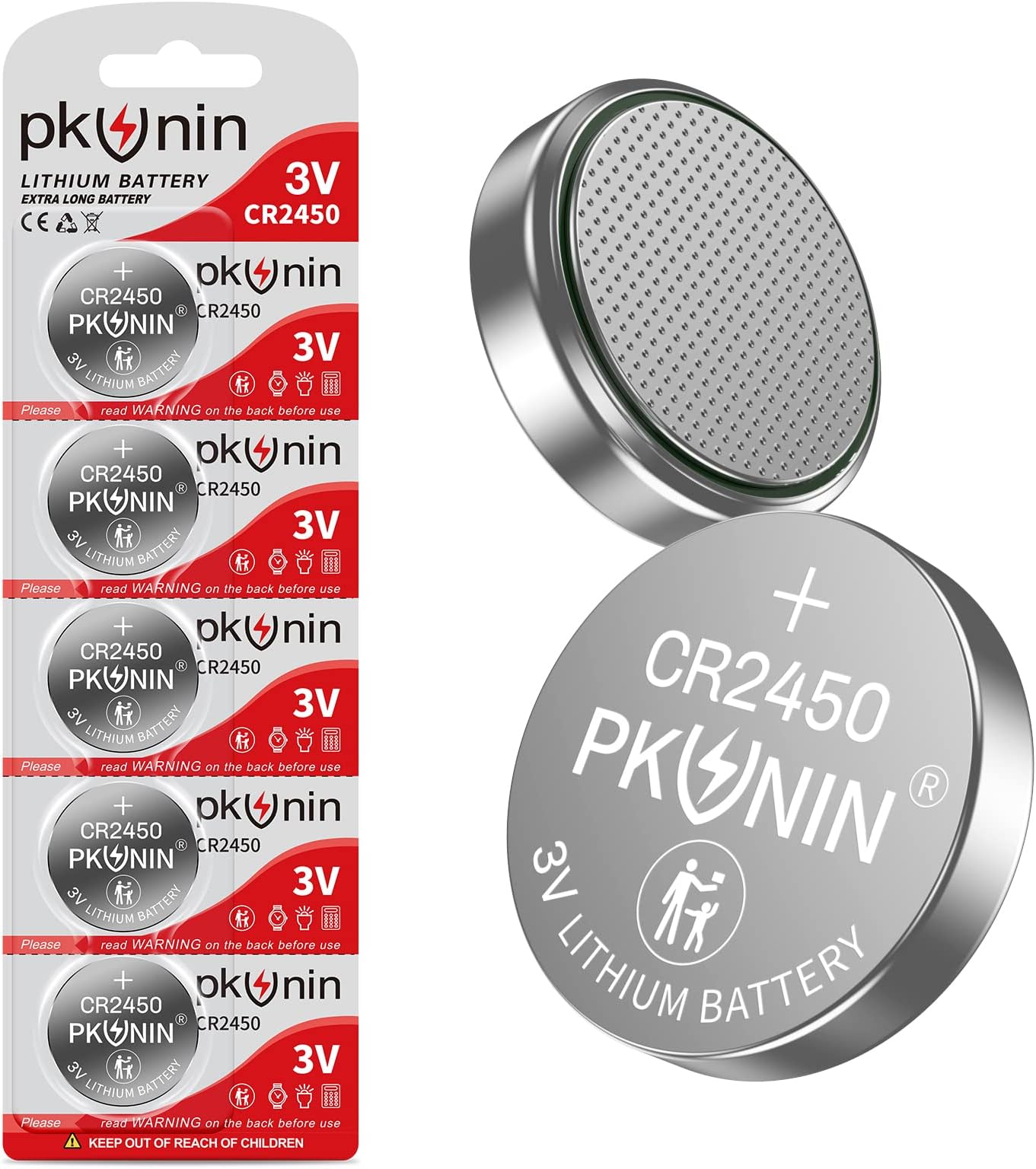 Ocvrszsw PKUNIN CR2450 3V Lithium Coin Cell Battery, CR2450