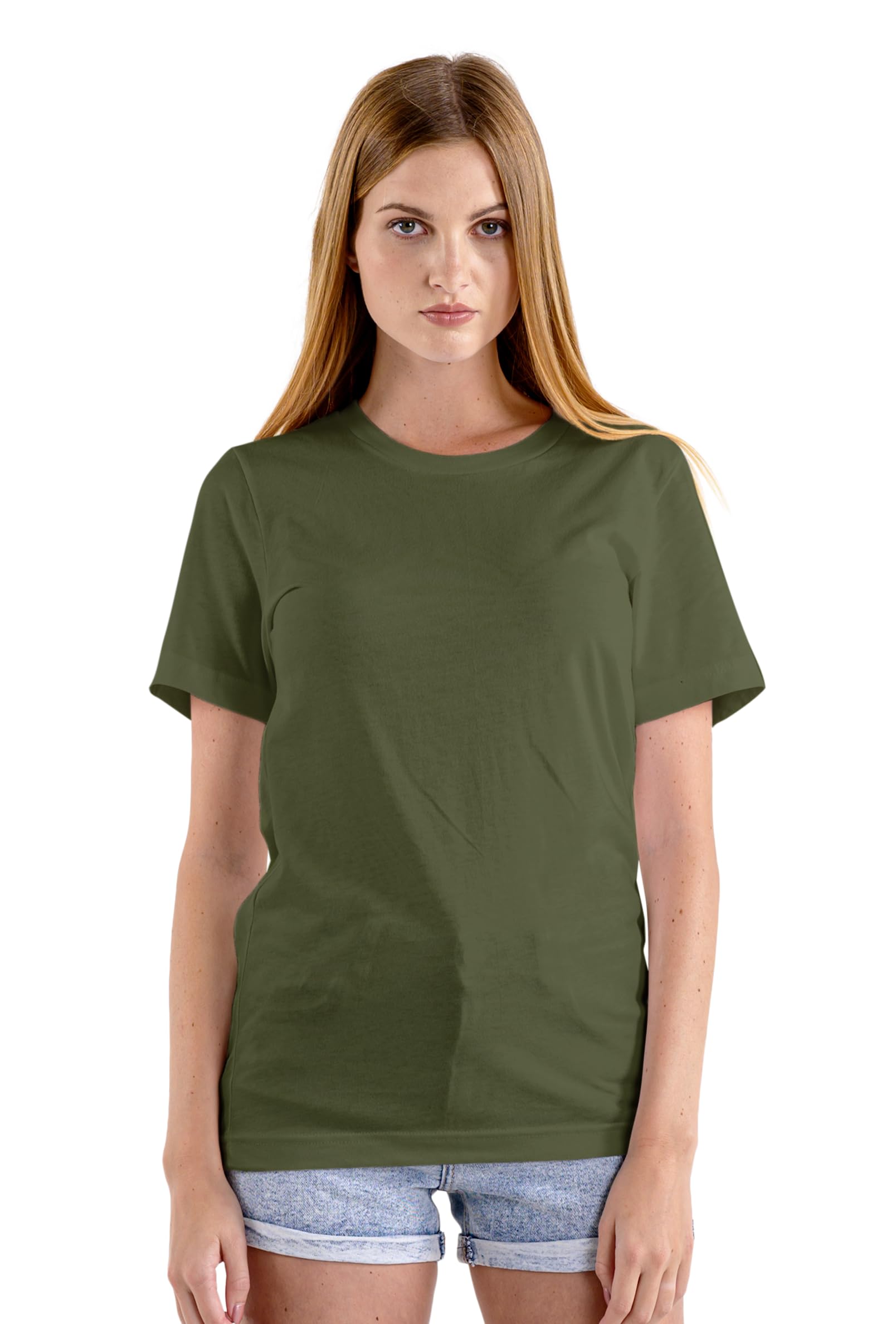 Women's Plain Cotton Biowash T-Shirt Soft, Breathable, Slim Fit Casual Tee | Solid Color Basic Top-picture-29