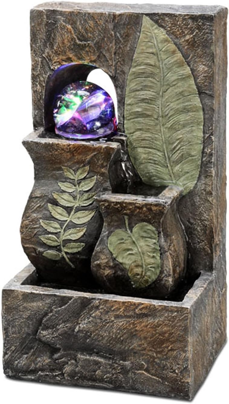 ORE International K333 Indoor Table Fountain with Glass Sphere and LED Light, 10-1/2-Inch