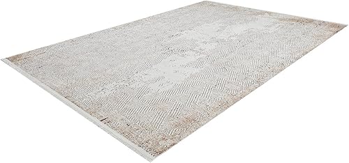 Miniatura 3 de BESPOKY Alfombra Wazirabad beige de 9 pies 10 pulgadas x 13 pies 1 pulgada  118.1 x 157.5 in, lavable a máquina, antideslizante, sala de estar,