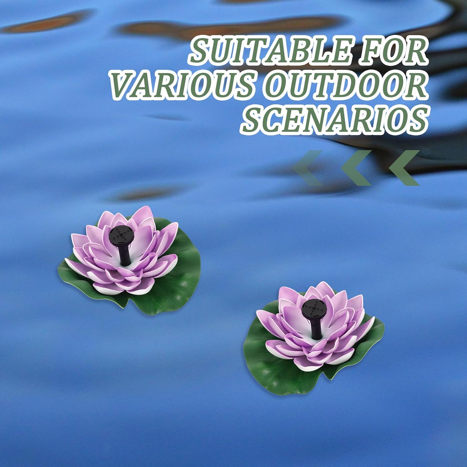 Kisangel USB Charging Outdoor Lotus Fountain Floating Pond Water Fountain Garden Decor Violet Lotus Shape