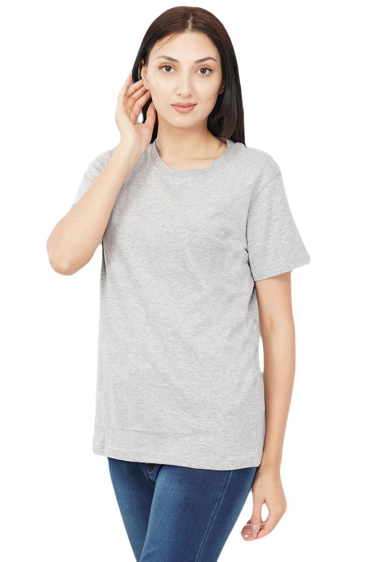 redseason Women's Regular Fit Plain Cotton Polo T-Shirts Round Neck Half Sleeve Tshirt Collarless Casual Wear T Shirt for Girls-picture-57