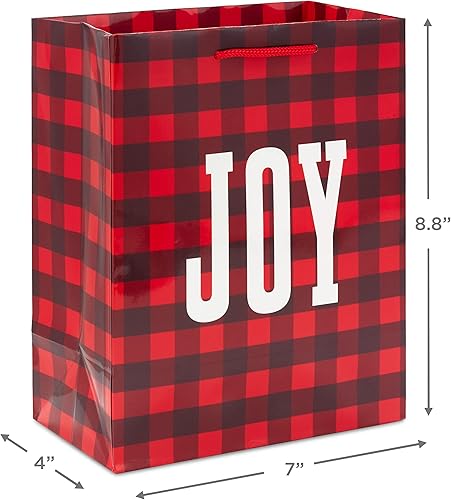 Miniatura 3 de Hallmark Image Arts - Bolsas de regalo de Navidad medianas de 8 pulgadas (8 bolsas rojas y verdes: a cuadros, copo de nieve, alegría, ciervo) para
