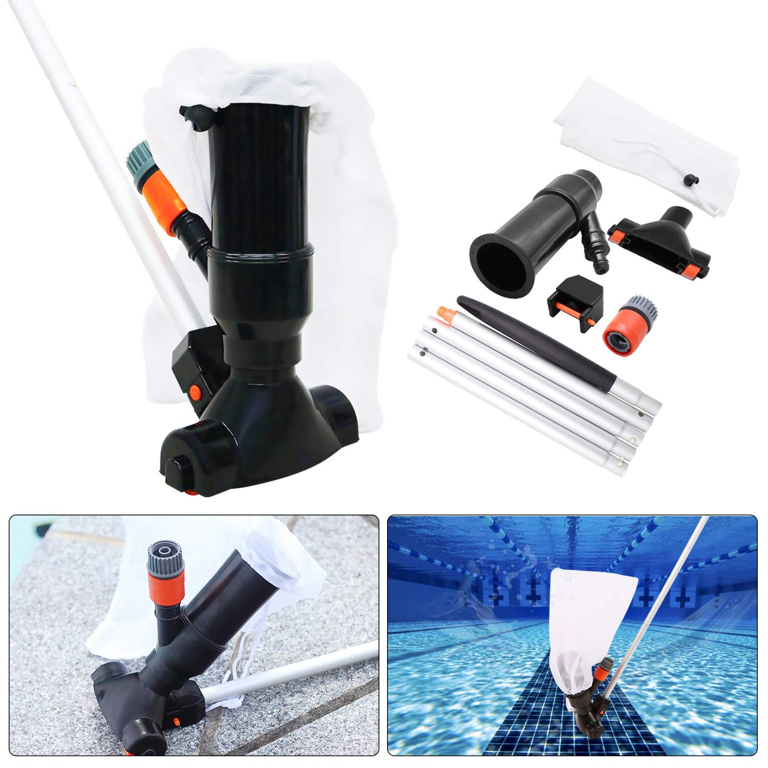 Buy Portable Swimming Pool Jet Vacuum Cleaner Underwater with 5 Section