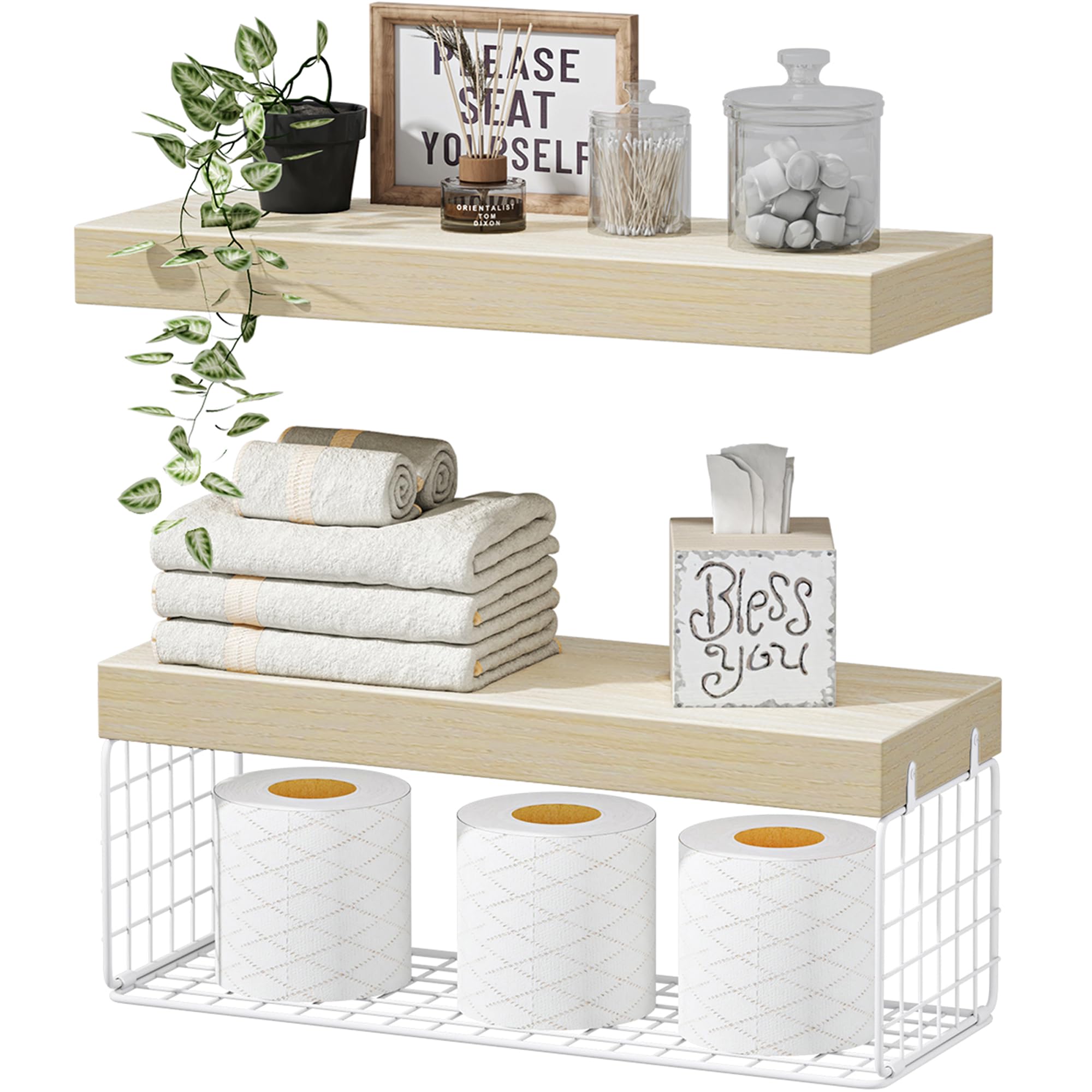 Snapklik.com : QEEIG Bathroom Shelves Over Toilet - Wall Mounted