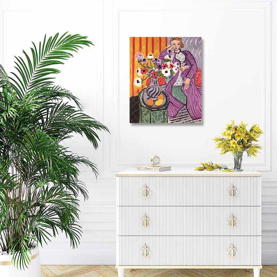 Amazon.co.jp: アンリ・マティス“紫のローブとアネモネ”壁飾りポスター