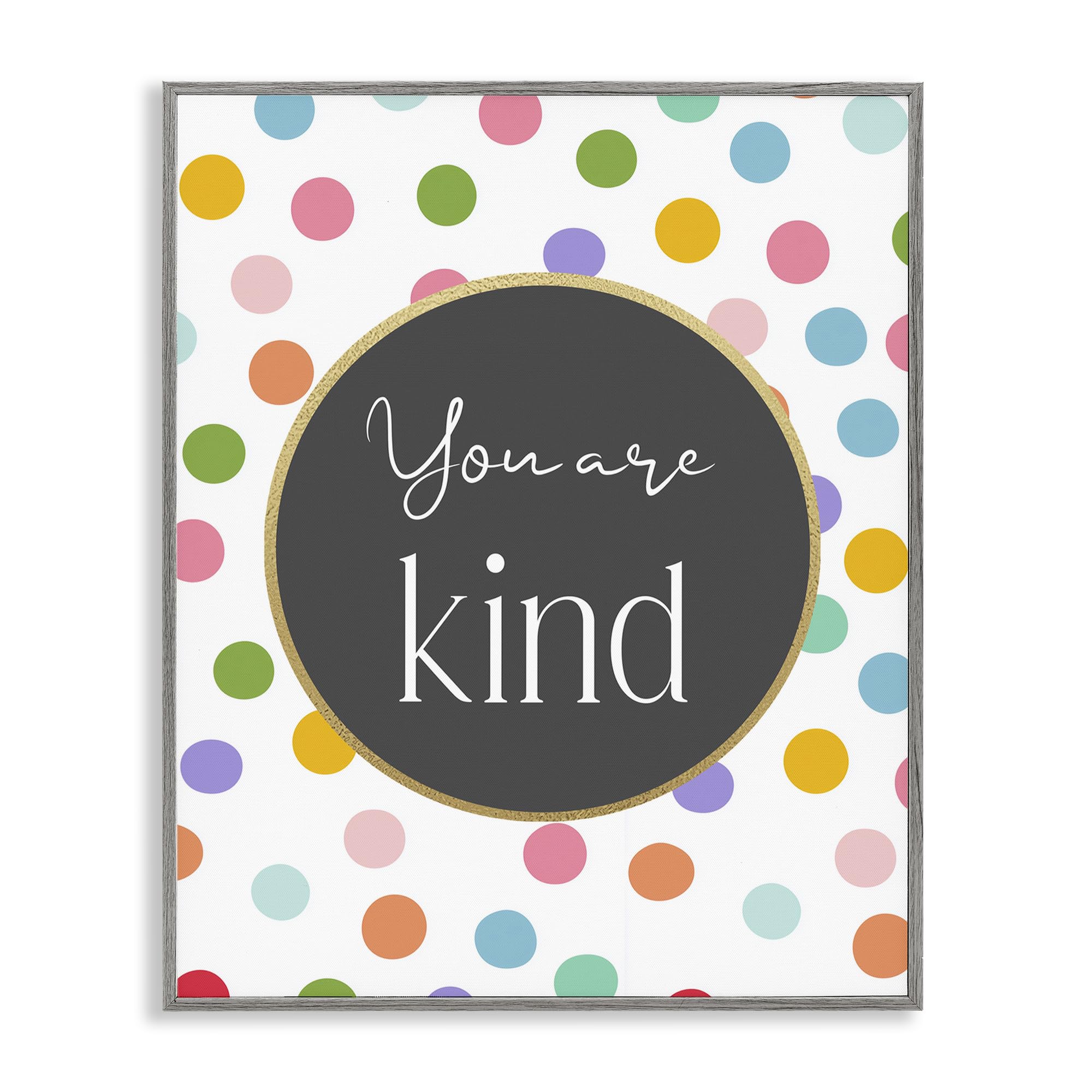 Stupell Industries You Are Kind Polka Dots 'You Are Kind Polka Dots', Framed Giclee Art, Gray, 11 X 14 Inches, Easy To Hang And Sturdy, Made In Usa, By Christine Simpson Art