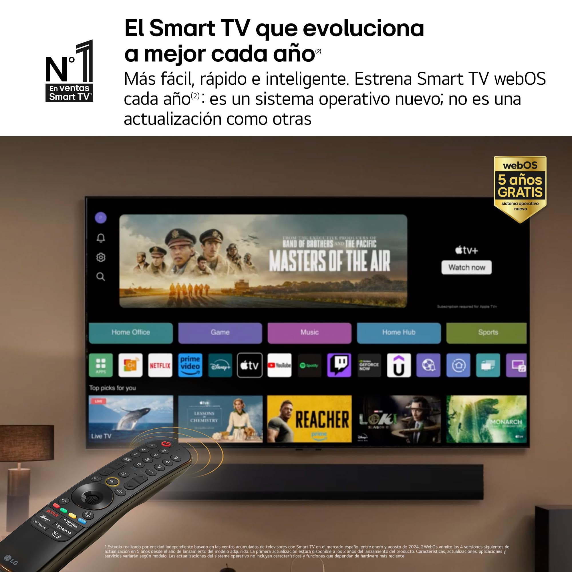 LG OLED55B46LA, 55", OLED 4K, Serie B4, 3840x2160, Smart TV, WebOS24, Procesador a8, Dolby Vision, Dolby Atmos, TV Gaming, 120 Hz, AMD FreeSync, Negro
