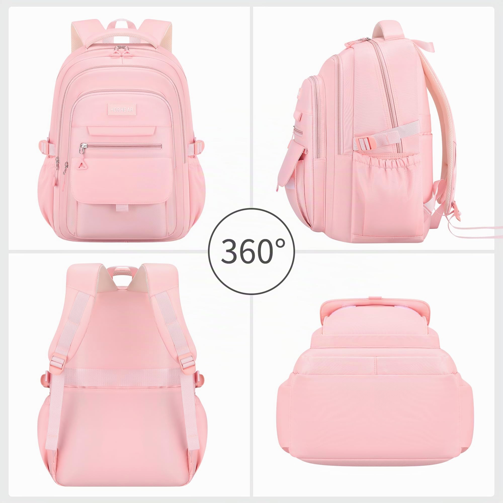 Zaino scolastico per ragazze, zaino estetico da donna, carino zaino, carino zaino per libri, adrette college, Colore: rosa., Einheitsgröße, Stile semplice