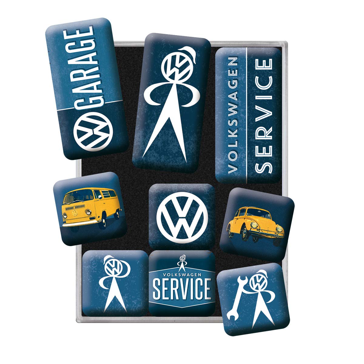 Nostalgic-Art Multicolor 83081 Volkswagen - Vw Service, Magnet Set (9Pcs)