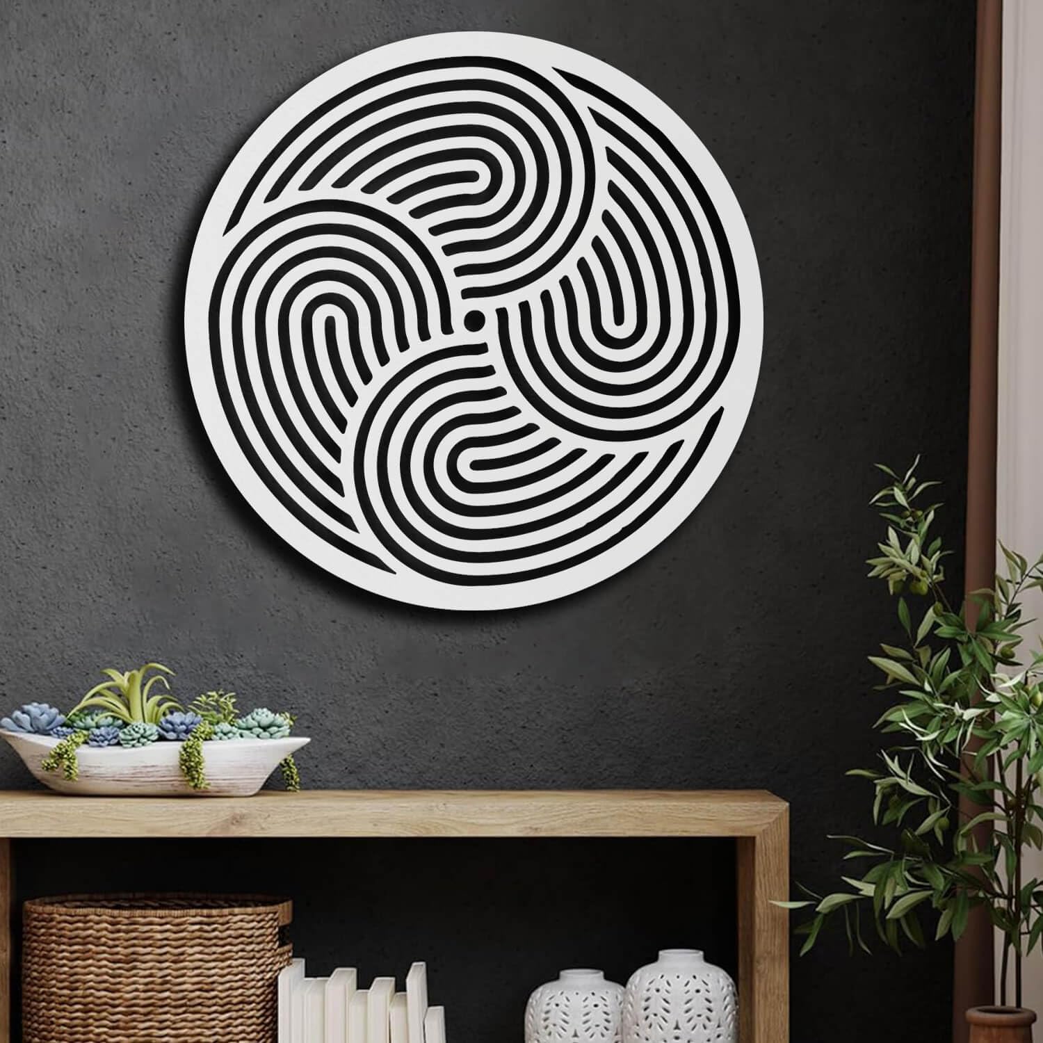 Décoration murale en métal géométrique pour salon moderne blanc