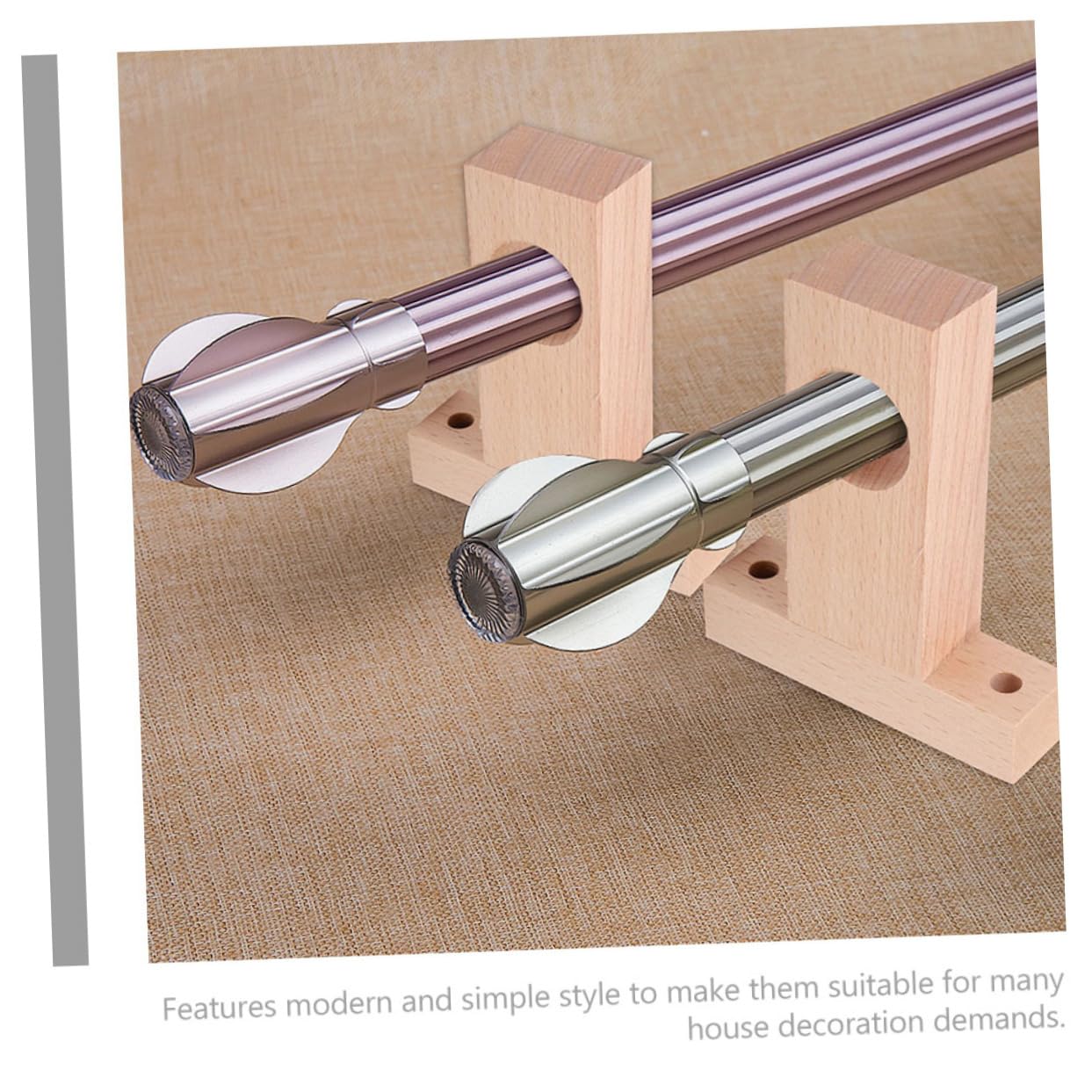 Mobestech 4pezzi Supporti in Legno per Bastoni per Tende Interni Semplici e Resistenti Porta Bastone da Parete per Decorazioni Moderne Facili da Installare e Sicuri