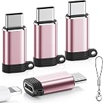 4 Pack Lightning to USB C Adapter for iPhone 15/16/17 Pro/17 Pro Max,iPad Air,Fast Charging & Data Transfer,Type C Charger Connector Cable for iPhone 17/16 Charger-Not for Audio/Headphone/OTG