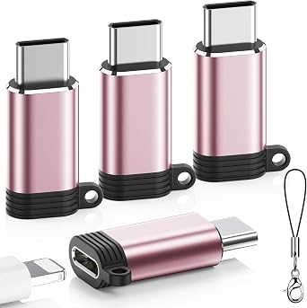 LERTOSEN Lightning to USB C Adapter 4 Pack, Fast Charging & Data Sync for iPhone 15/16/17 Pro/Pro Max, Charger Adapter Accessory Not for Audio/OTG-Pink