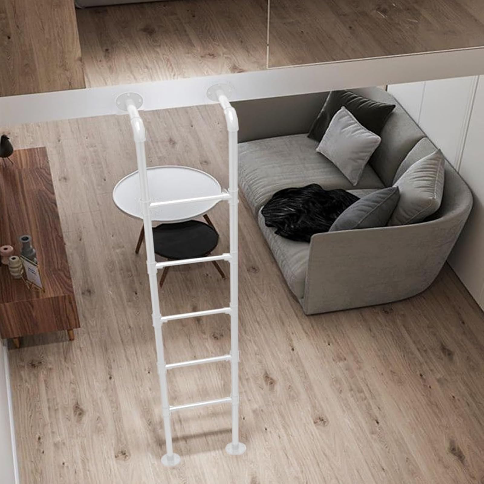 Échelle de lit superposé en fer industriel 140 cm pour mezzanine et camping-car