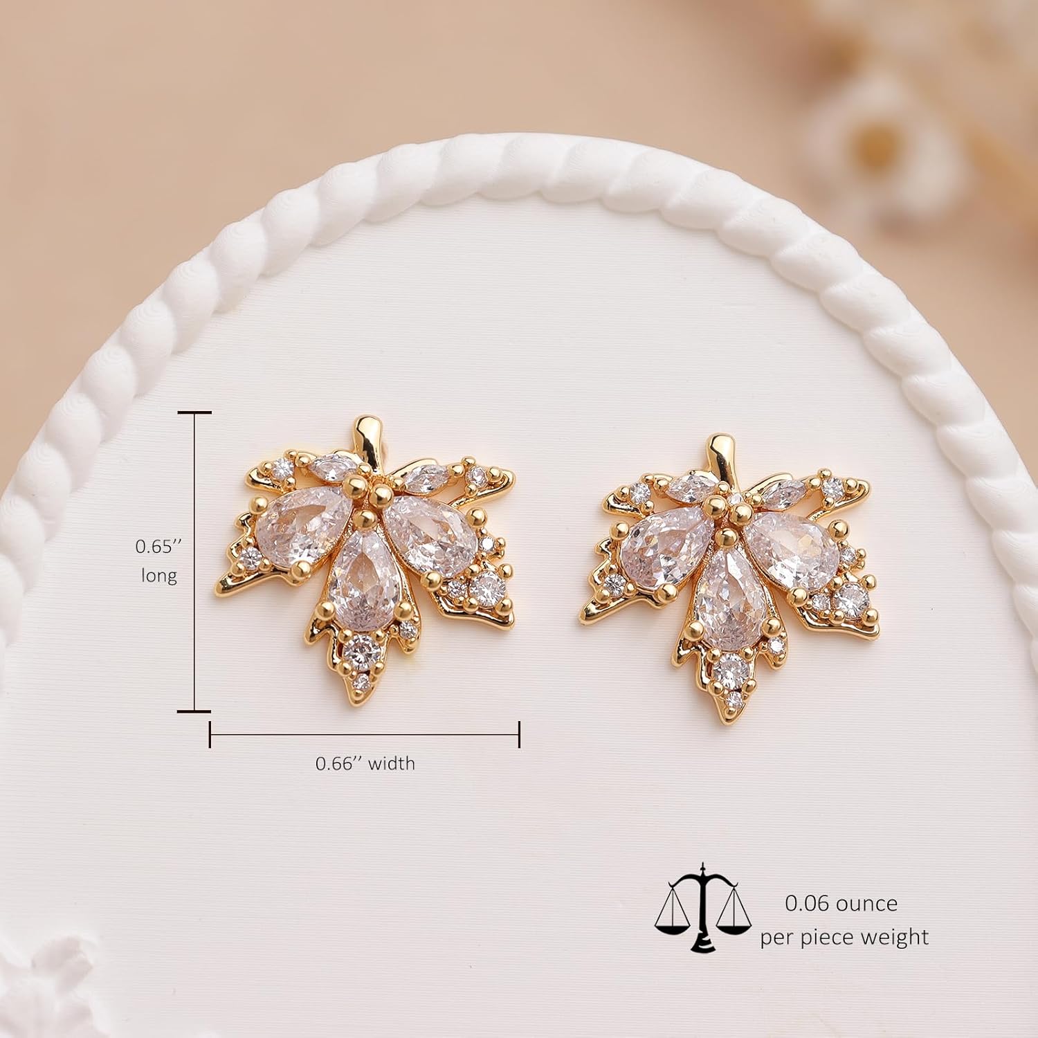 Chunky Gold Geometric Flower Stud Earrings for Women, Trendy Statement Brown Prom Rhinestone Jewelry Holoday Gift - Image 3