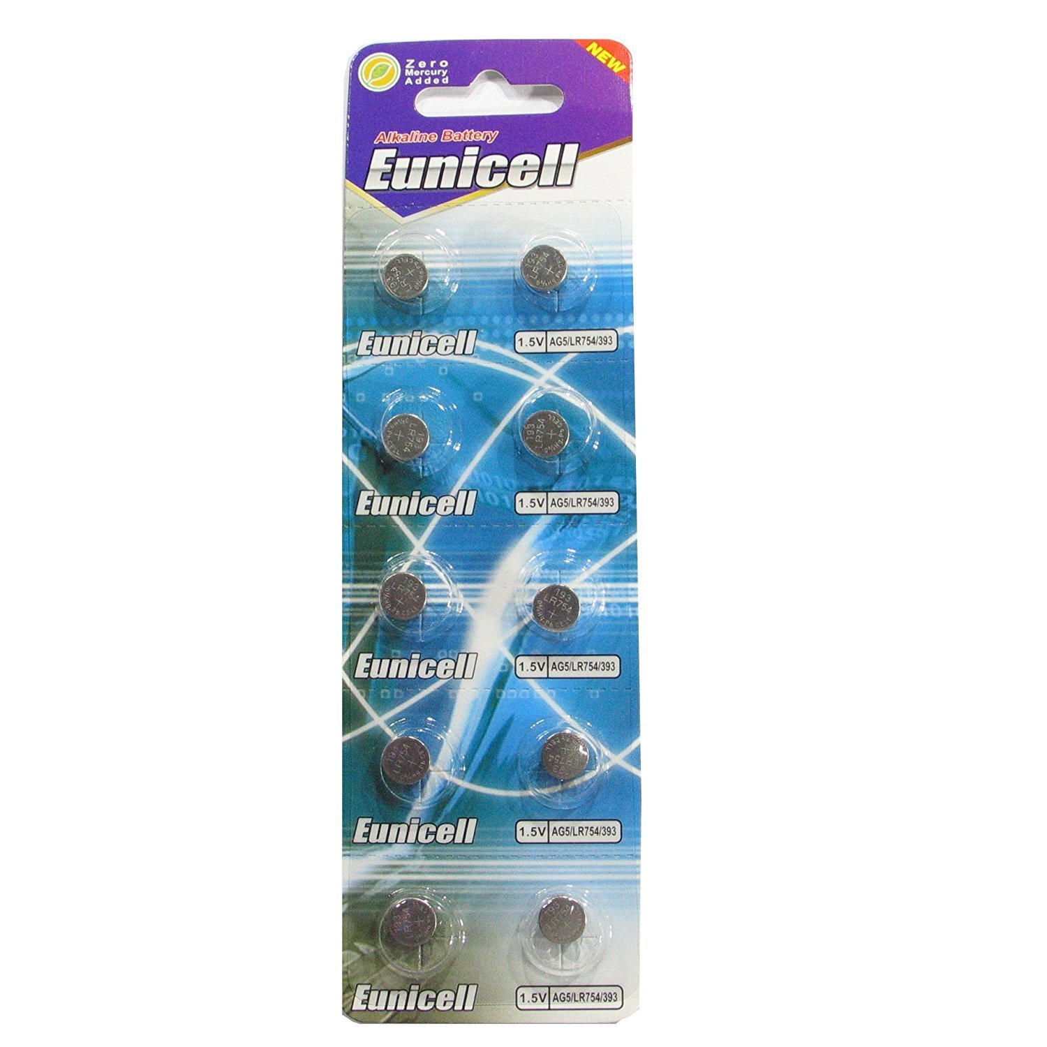 10 Eunicell AG5 Batteries (LR48 LR48SW LR754 LR754SW SR754W 309 393)
