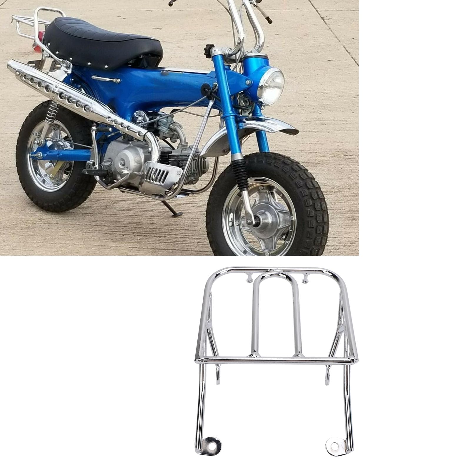Akozon Estante de Soporte de Carga a Prueba de Herrumbre con Superficie de Pulido de Acero Inoxidable para Motocicletas CT70 ST70 ST50 Z50